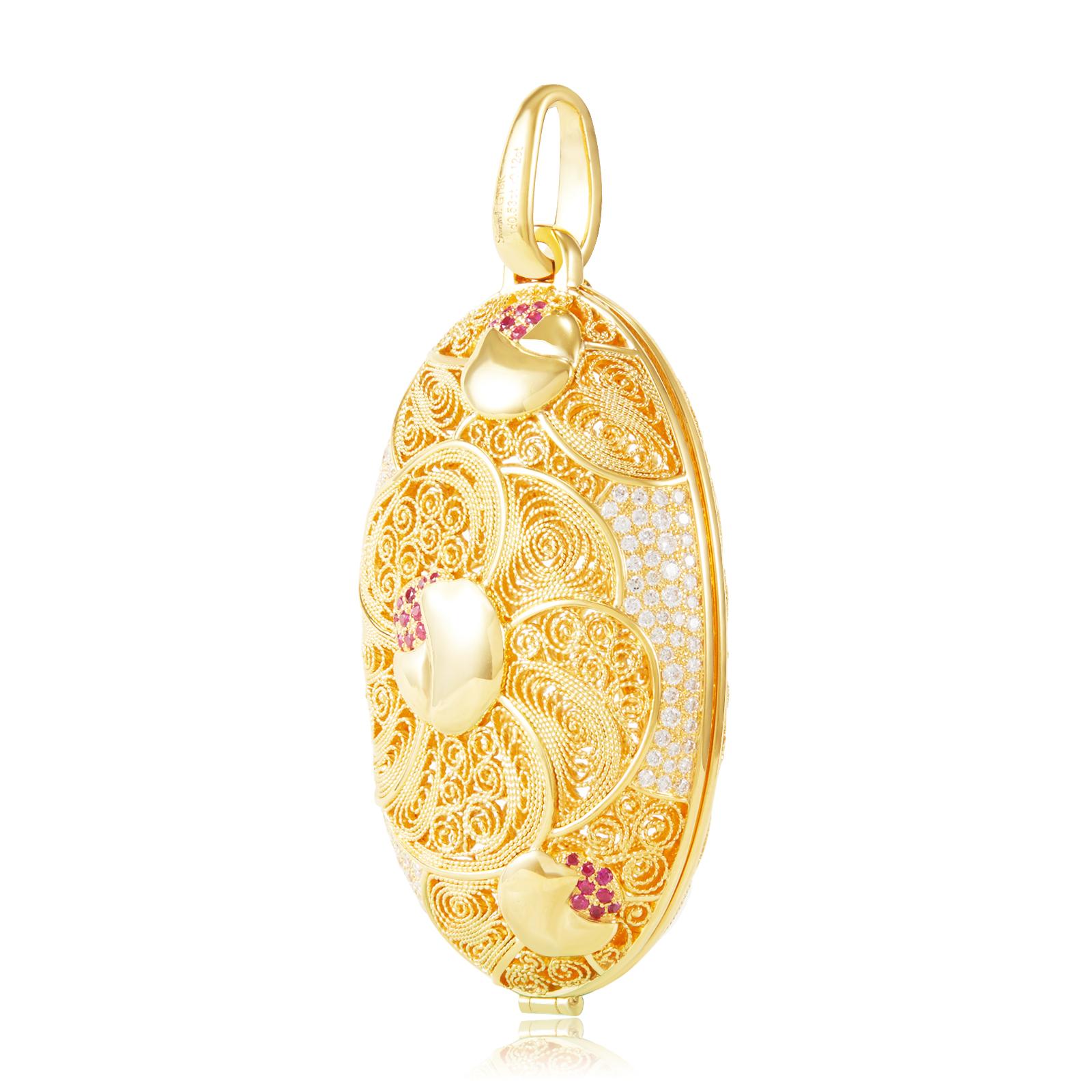 Golden Filigree Floriography – Camellia Charm Pendant 2