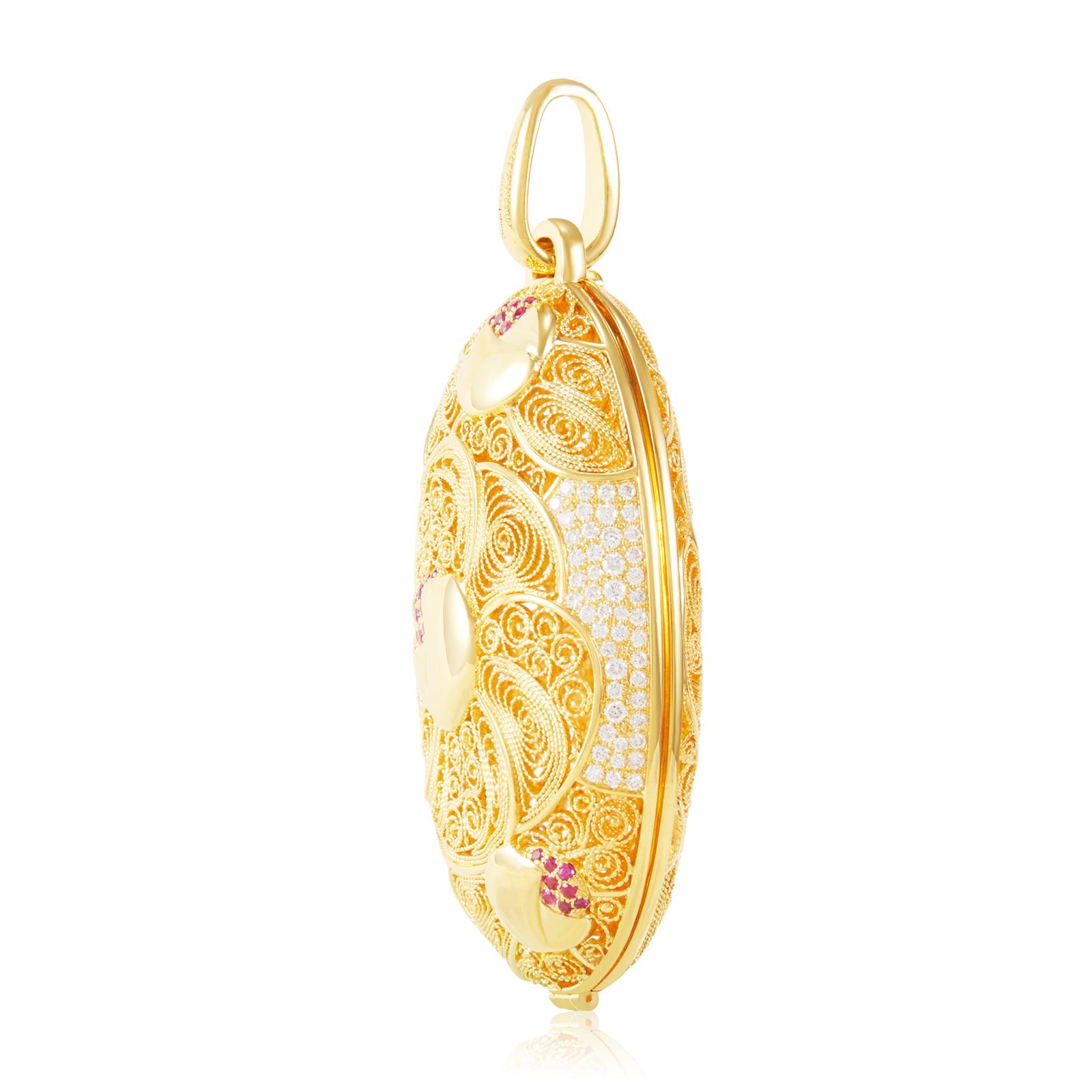 Golden Filigree Floriography – Camellia Charm Pendant 3