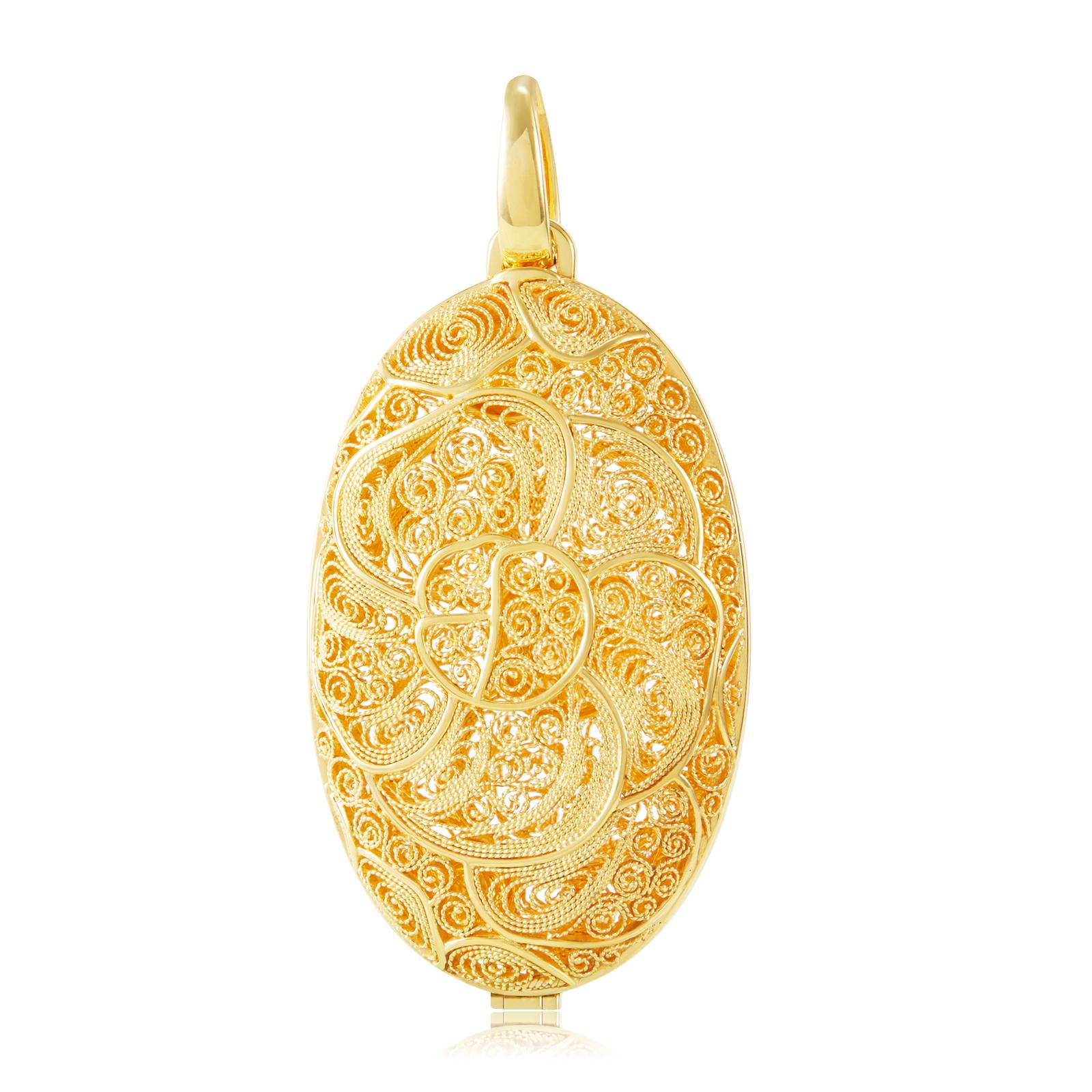 Golden Filigree Floriography – Camellia Charm Pendant 5