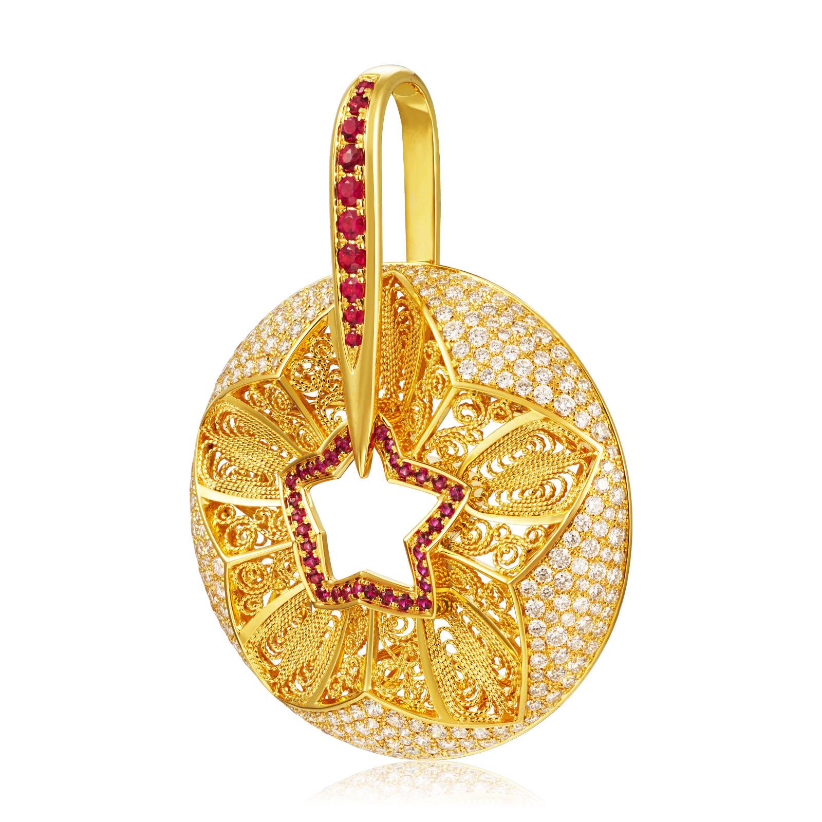 Golden Star Blossom Pendant 3