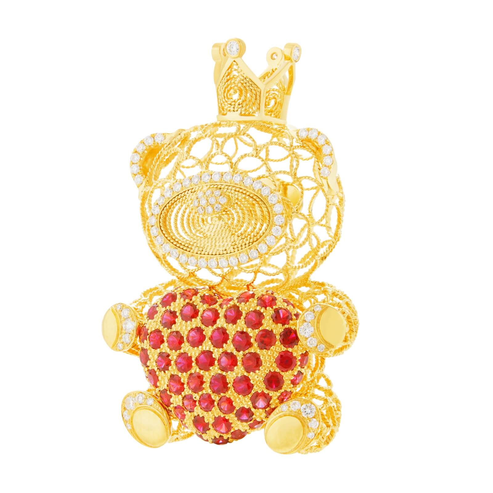 花絲皇冠熊吊墜