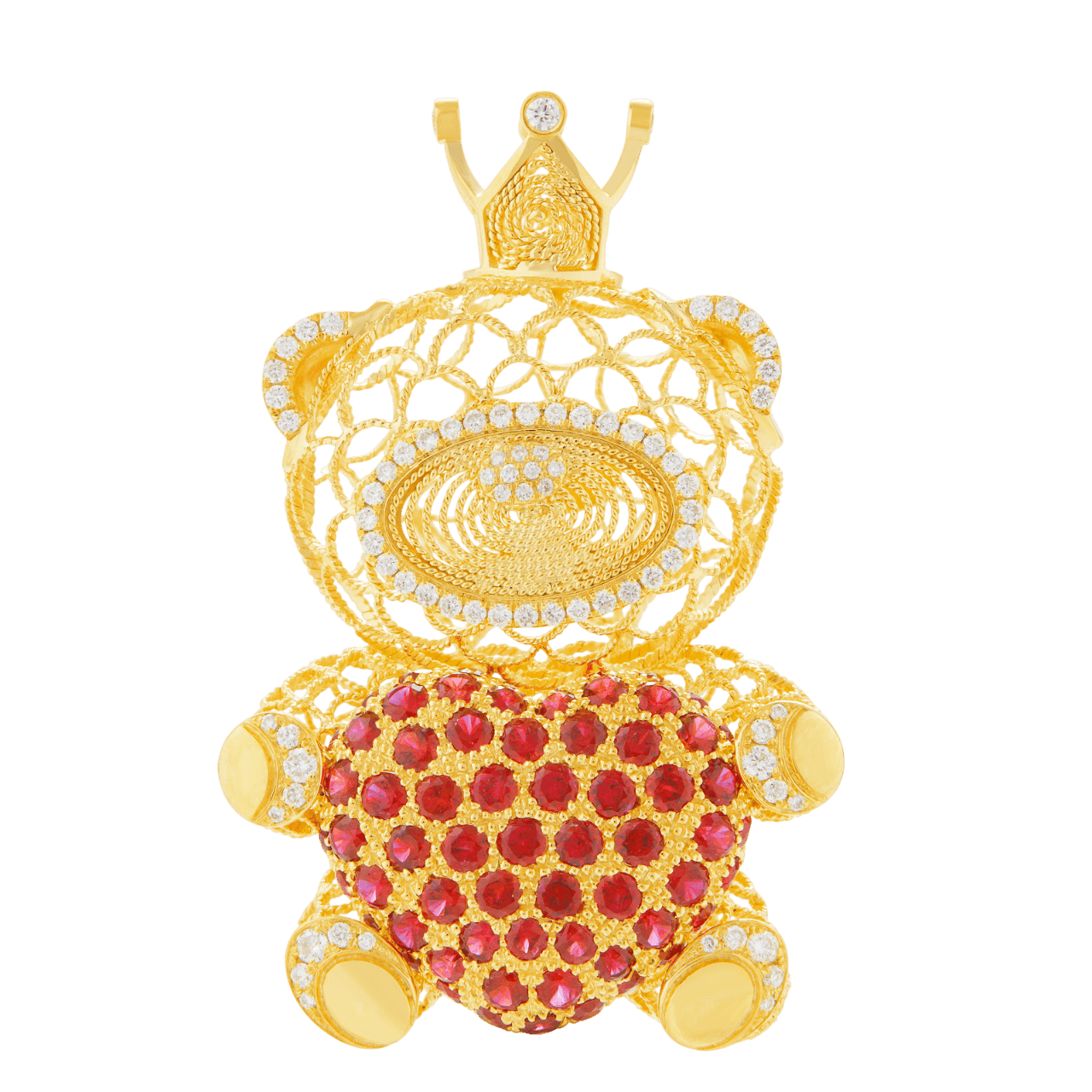 花絲皇冠熊吊墜-5